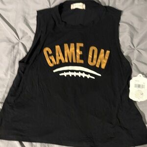 Altar'd State Black and Gold 'Game On' Sleeveless Top